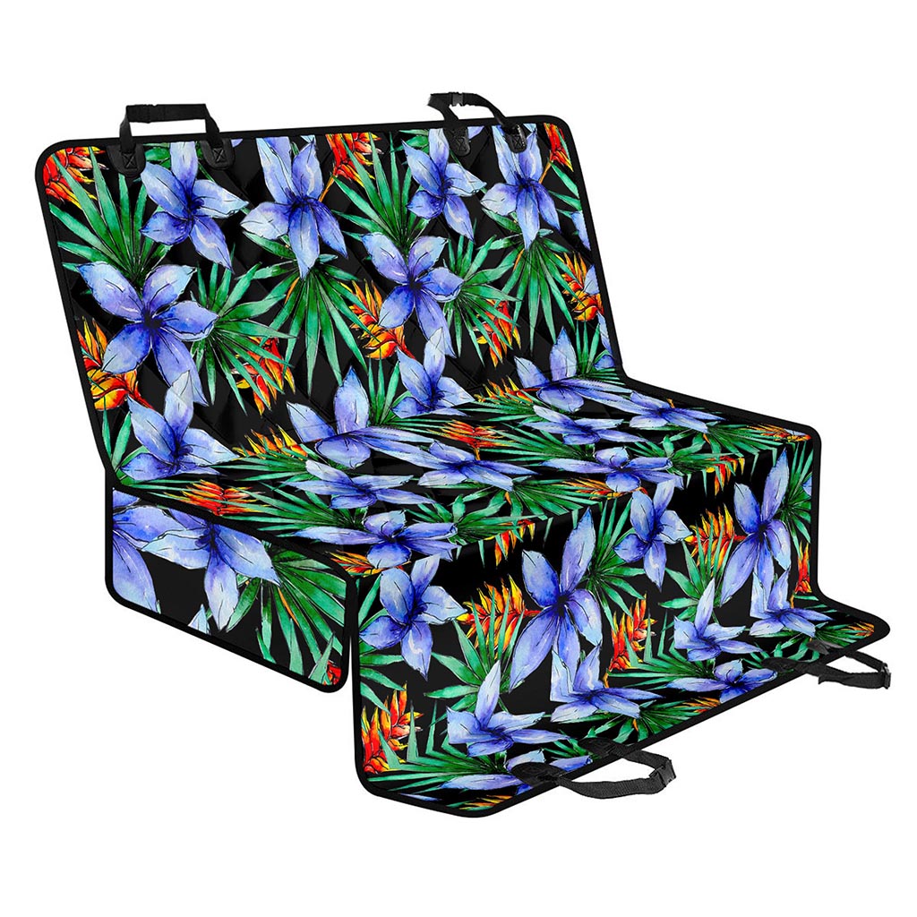 Blue Hawaiian Wildflowers Pattern Print Pet Car Back Seat Cover