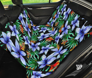 Blue Hawaiian Wildflowers Pattern Print Pet Car Back Seat Cover