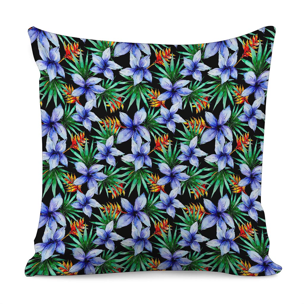 Blue Hawaiian Wildflowers Pattern Print Pillow Cover