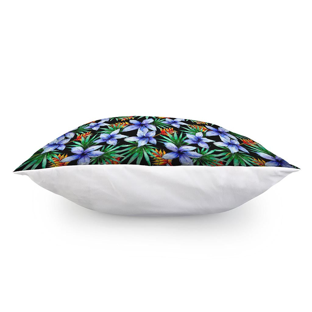 Blue Hawaiian Wildflowers Pattern Print Pillow Cover