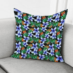 Blue Hawaiian Wildflowers Pattern Print Pillow Cover