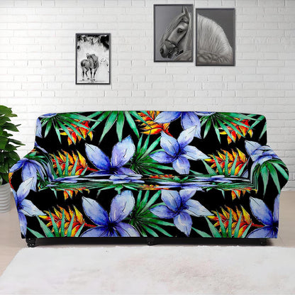 Blue Hawaiian Wildflowers Pattern Print Sofa Cover