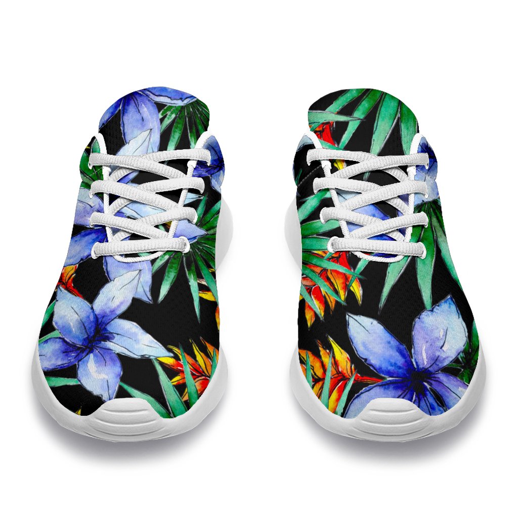 Blue Hawaiian Wildflowers Pattern Print Sport Shoes GearFrost