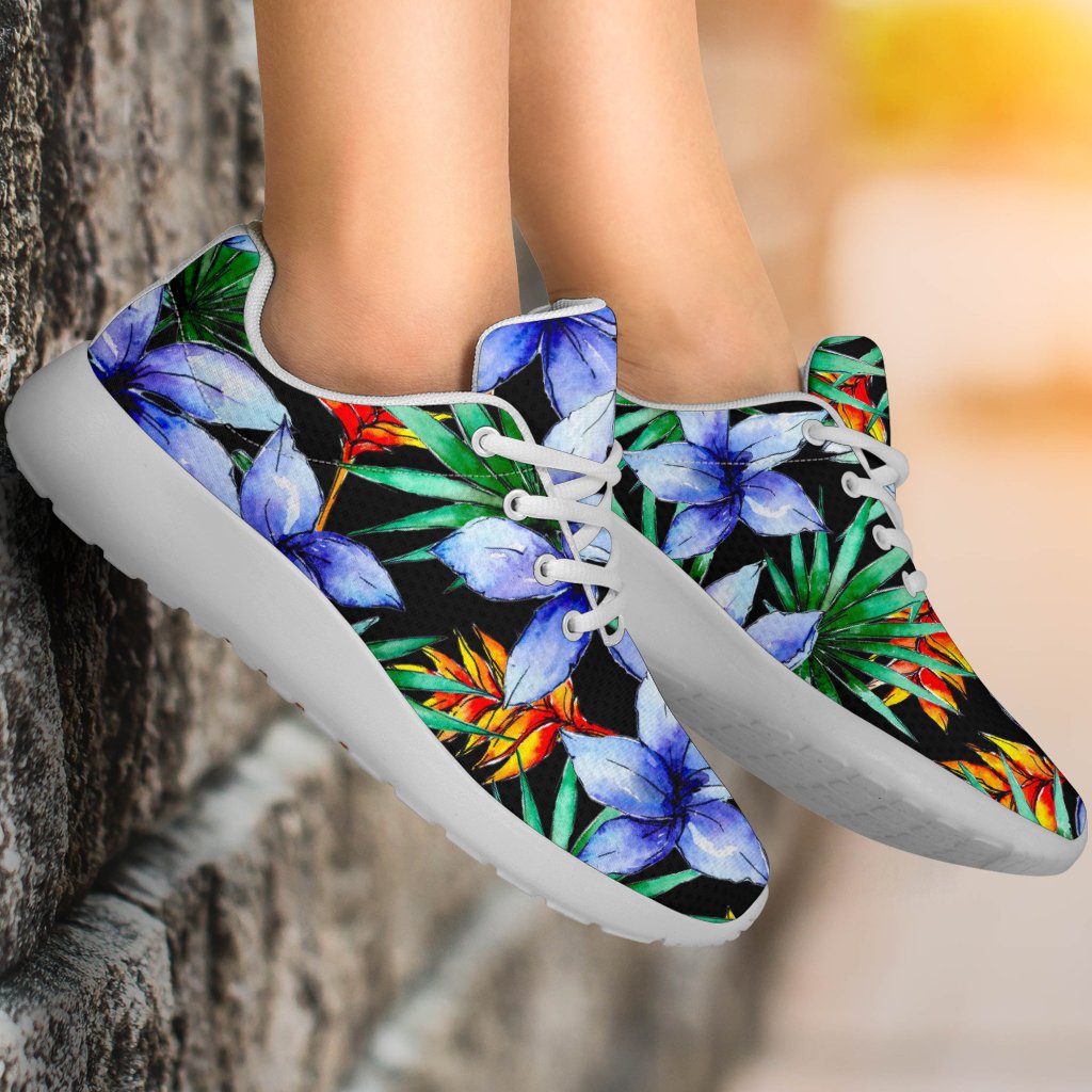 Blue Hawaiian Wildflowers Pattern Print Sport Shoes GearFrost