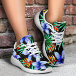 Blue Hawaiian Wildflowers Pattern Print Sport Shoes GearFrost