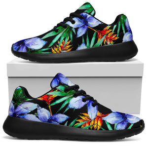 Blue Hawaiian Wildflowers Pattern Print Sport Shoes GearFrost