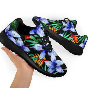 Blue Hawaiian Wildflowers Pattern Print Sport Shoes GearFrost