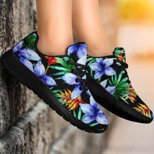 Blue Hawaiian Wildflowers Pattern Print Sport Shoes GearFrost