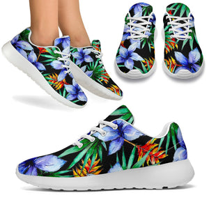 Blue Hawaiian Wildflowers Pattern Print Sport Shoes GearFrost