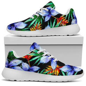 Blue Hawaiian Wildflowers Pattern Print Sport Shoes GearFrost