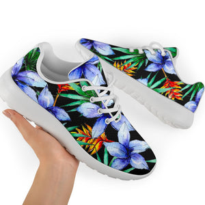 Blue Hawaiian Wildflowers Pattern Print Sport Shoes GearFrost