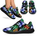 Blue Hawaiian Wildflowers Pattern Print Sport Shoes GearFrost