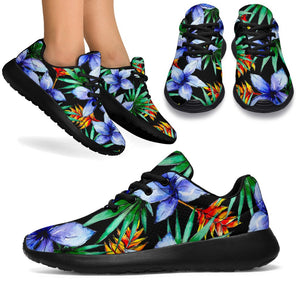 Blue Hawaiian Wildflowers Pattern Print Sport Shoes GearFrost