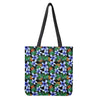 Blue Hawaiian Wildflowers Pattern Print Tote Bag