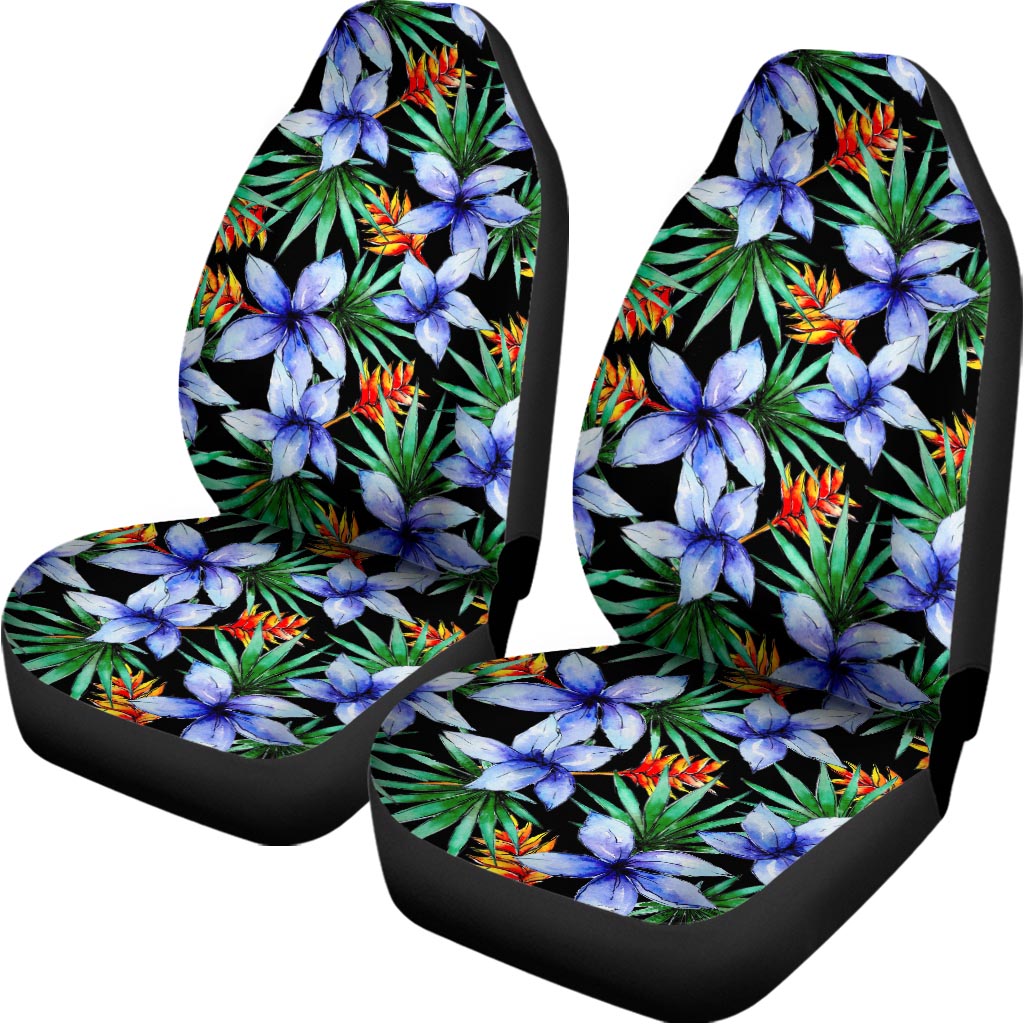 Blue Hawaiian Wildflowers Pattern Print Universal Fit Car Seat Covers