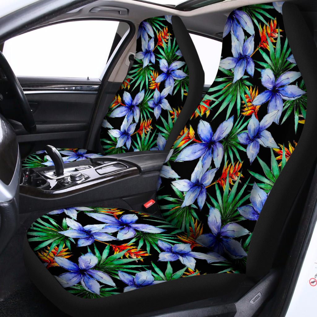 Blue Hawaiian Wildflowers Pattern Print Universal Fit Car Seat Covers