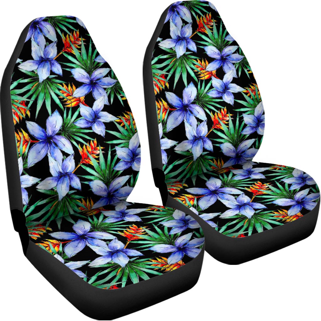 Blue Hawaiian Wildflowers Pattern Print Universal Fit Car Seat Covers