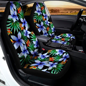 Blue Hawaiian Wildflowers Pattern Print Universal Fit Car Seat Covers