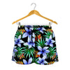 Blue Hawaiian Wildflowers Pattern Print Women's Shorts