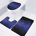 Blue Heartbeat Print 3 Piece Bath Mat Set