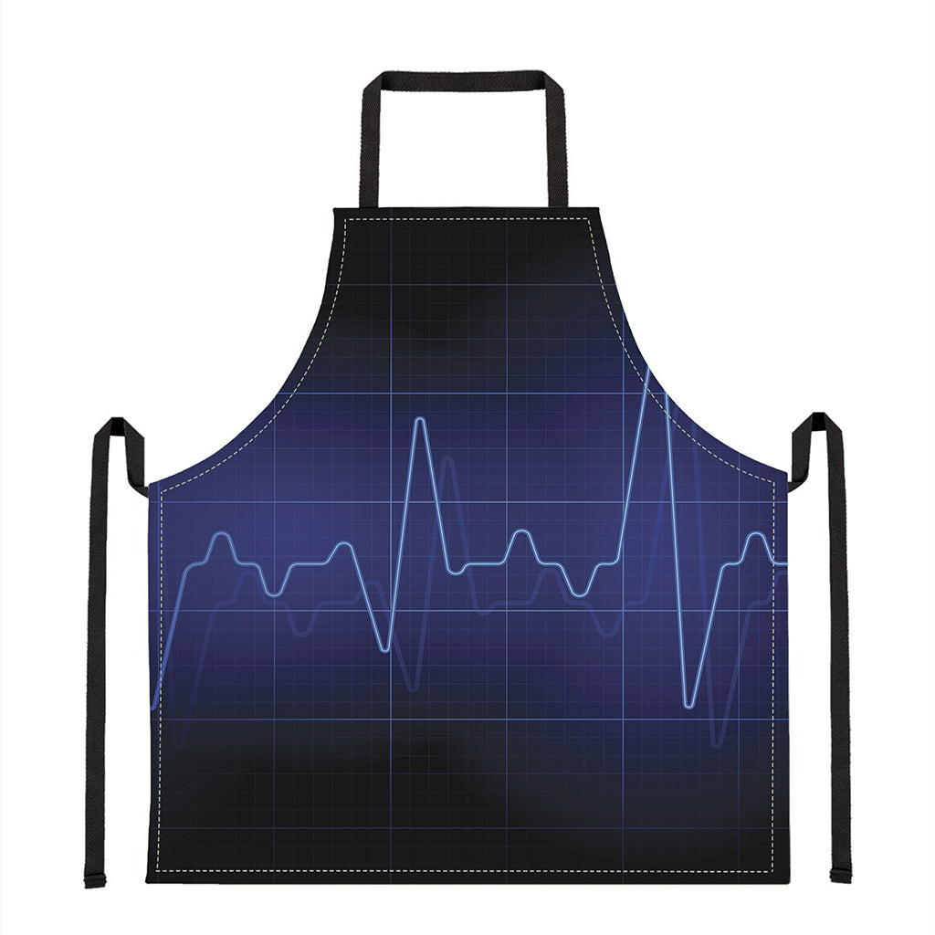 Blue Heartbeat Print Apron