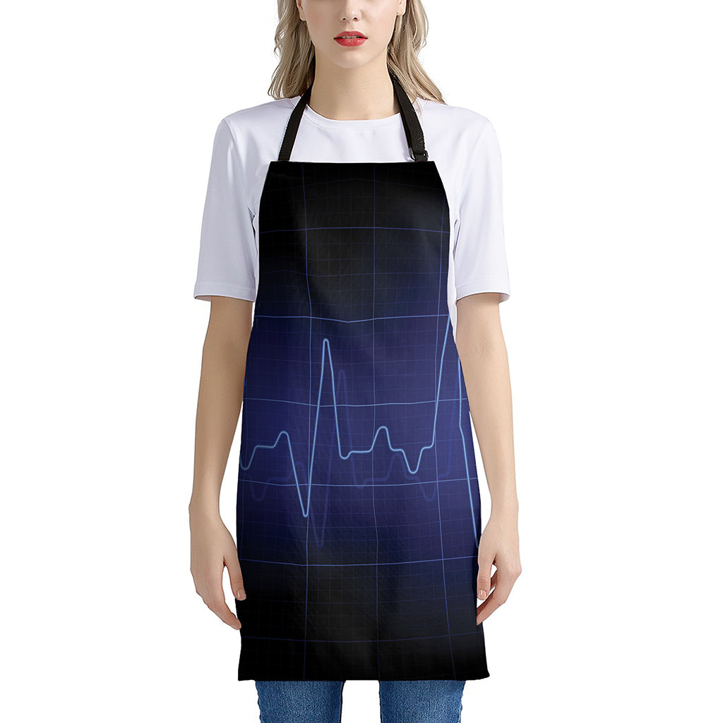 Blue Heartbeat Print Apron