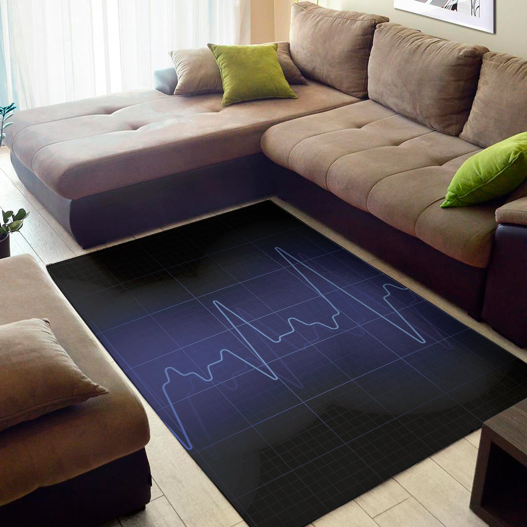 Blue Heartbeat Print Area Rug