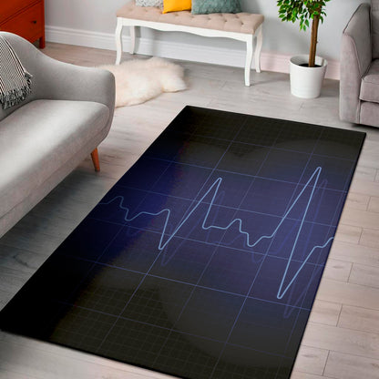 Blue Heartbeat Print Area Rug