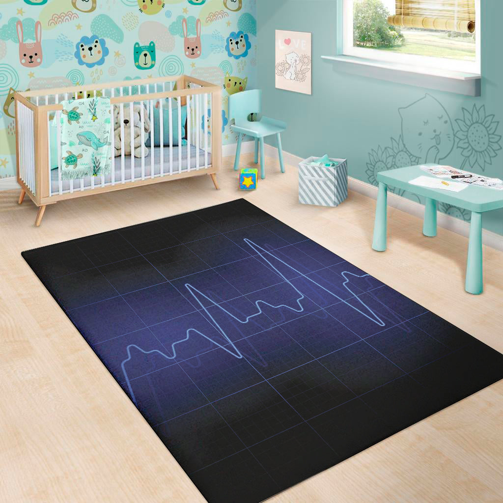 Blue Heartbeat Print Area Rug