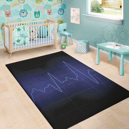 Blue Heartbeat Print Area Rug