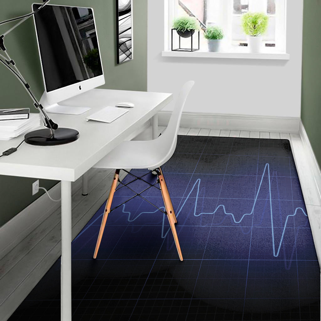 Blue Heartbeat Print Area Rug