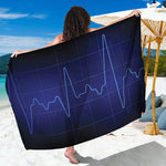 Blue Heartbeat Print Beach Sarong Wrap