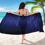 Blue Heartbeat Print Beach Sarong Wrap