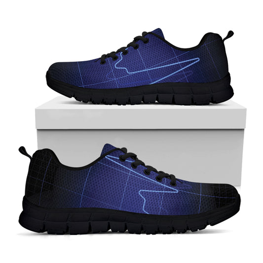 Blue Heartbeat Print Black Sneakers