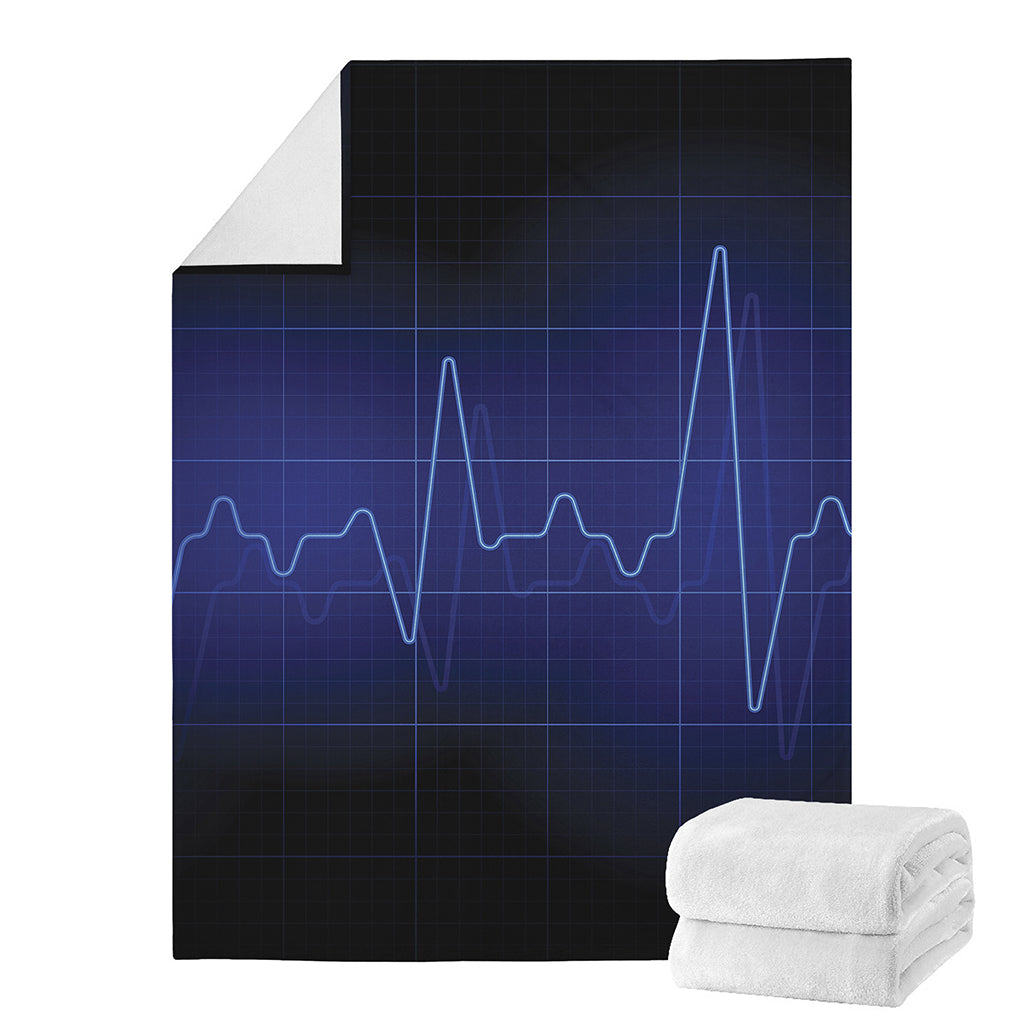 Blue Heartbeat Print Blanket