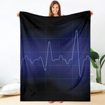 Blue Heartbeat Print Blanket