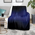Blue Heartbeat Print Blanket