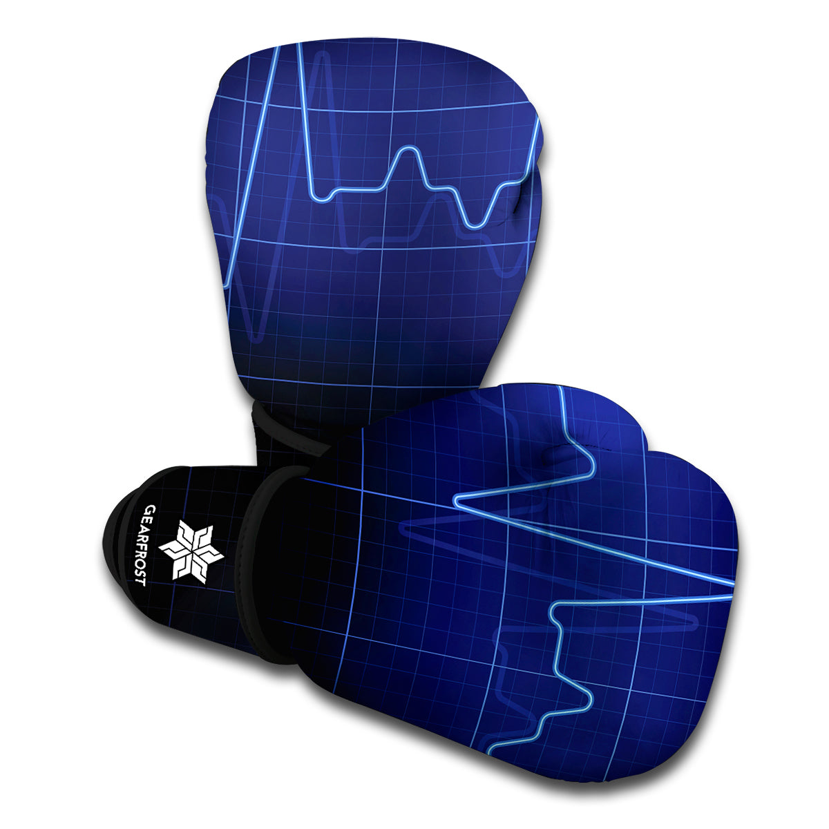 Blue Heartbeat Print Boxing Gloves