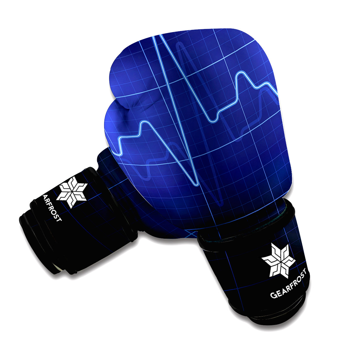 Blue Heartbeat Print Boxing Gloves