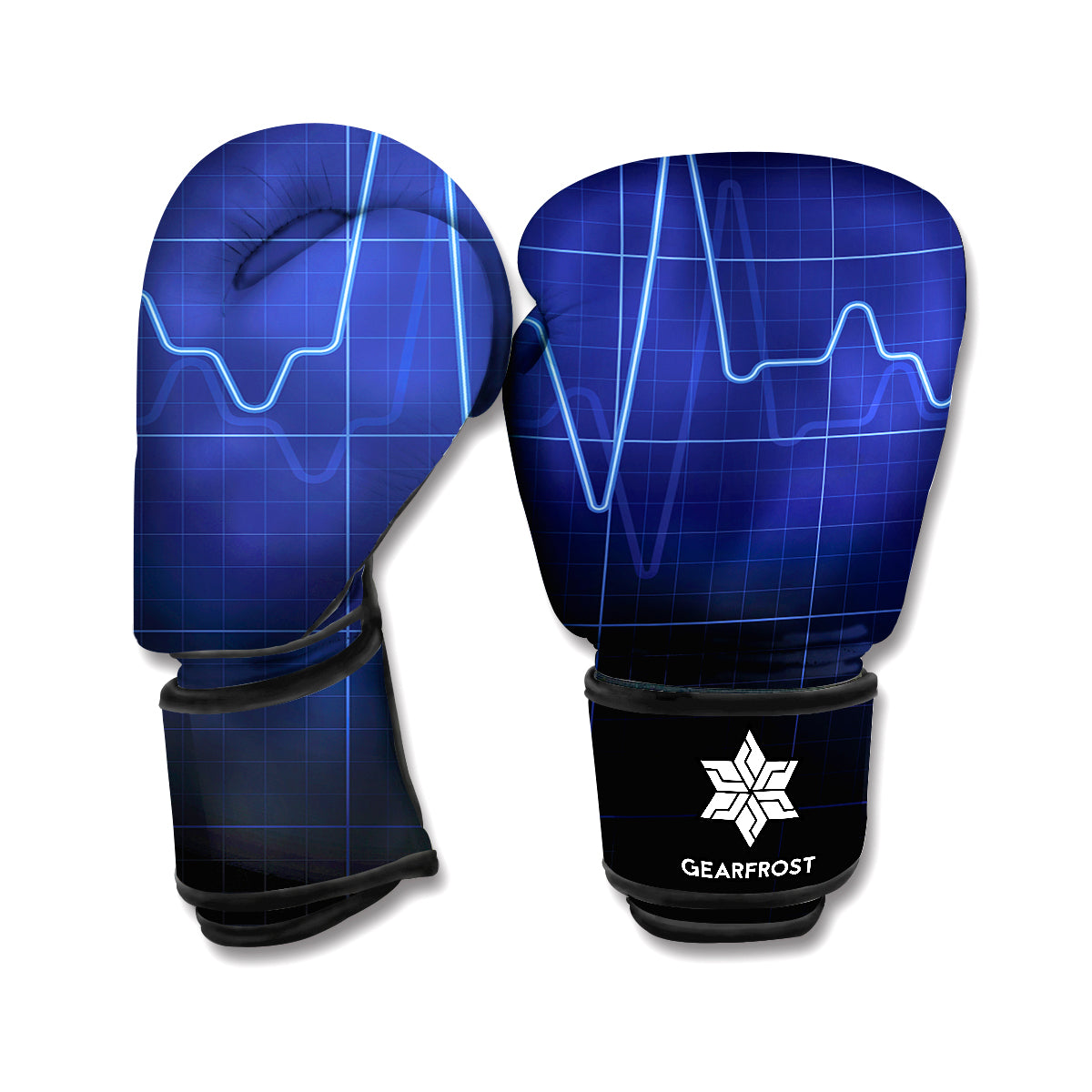 Blue Heartbeat Print Boxing Gloves