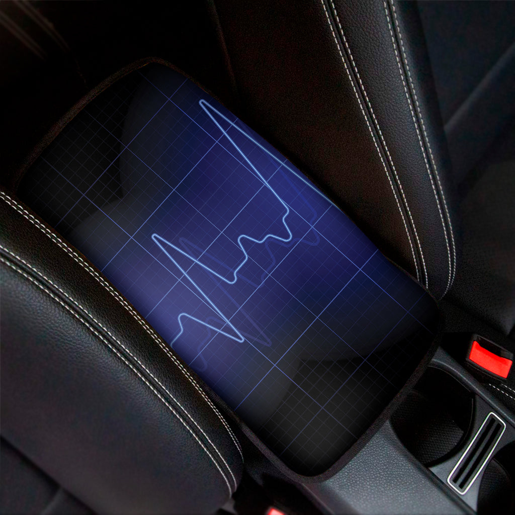 Blue Heartbeat Print Car Center Console Cover