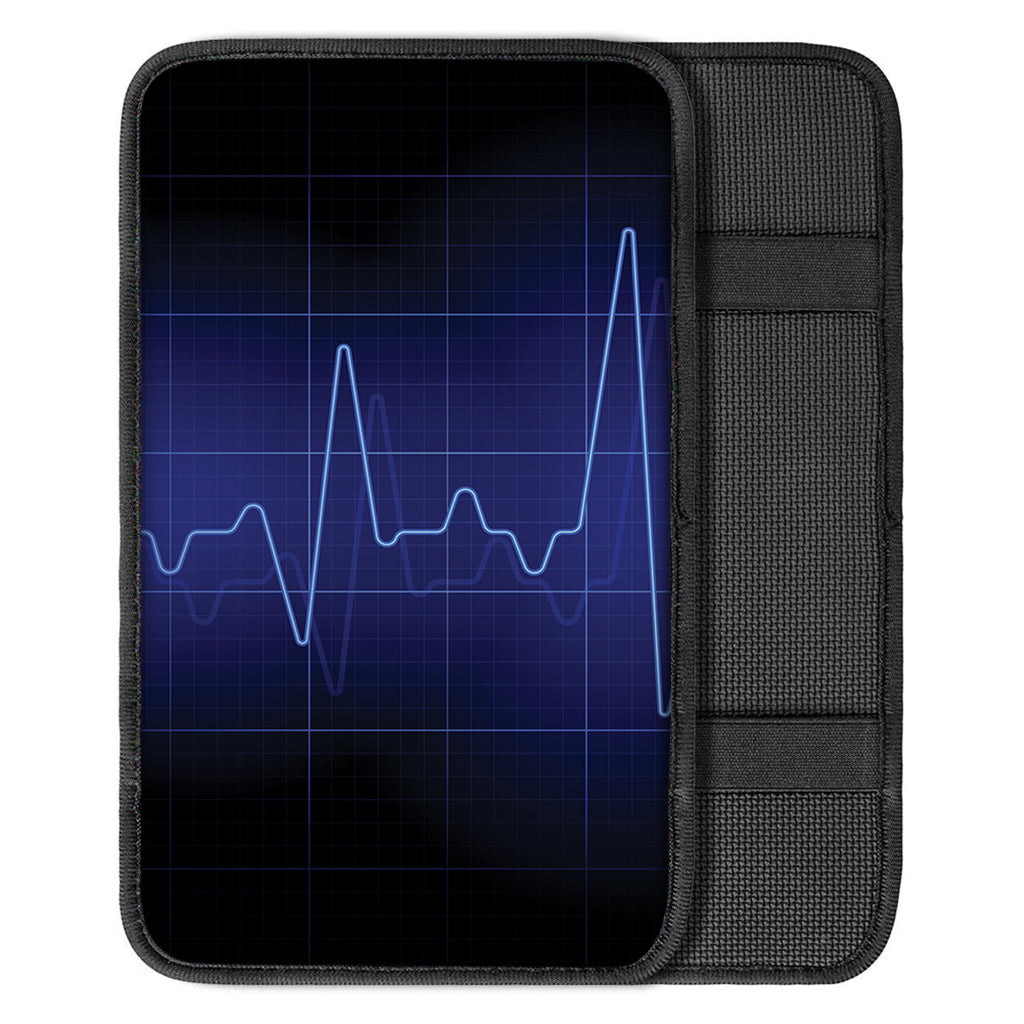 Blue Heartbeat Print Car Center Console Cover