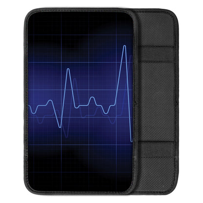 Blue Heartbeat Print Car Center Console Cover
