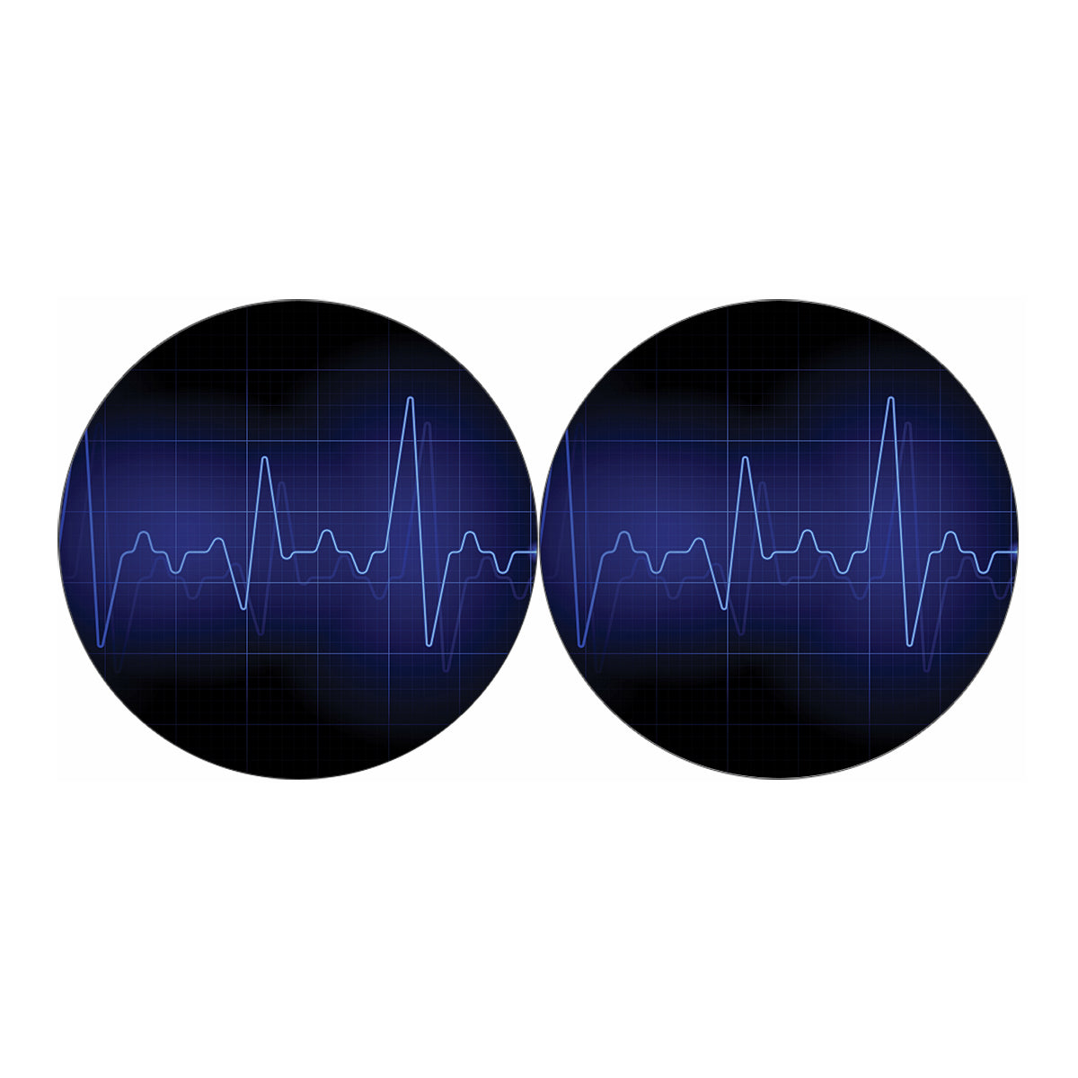 Blue Heartbeat Print Car Coasters
