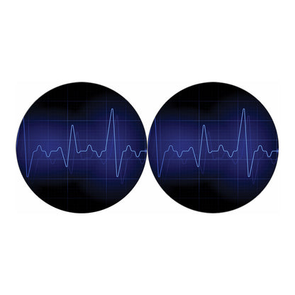 Blue Heartbeat Print Car Coasters