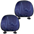Blue Heartbeat Print Car Headrest Covers