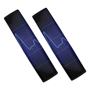 Blue Heartbeat Print Car Seat Belt Covers