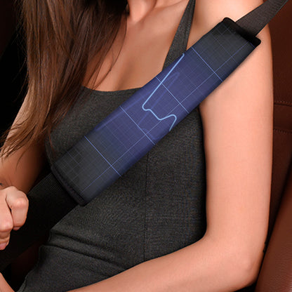 Blue Heartbeat Print Car Seat Belt Covers