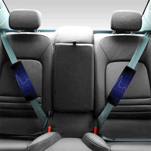 Blue Heartbeat Print Car Seat Belt Covers