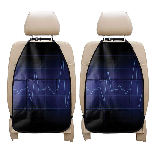 Blue Heartbeat Print Car Seat Organizers